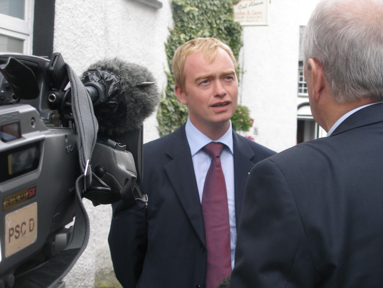 Tim Farron, Lib Dem leader, being interviewed