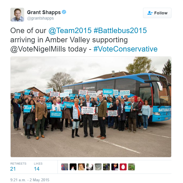 Conservative battle bus tweet - Grant Shapps