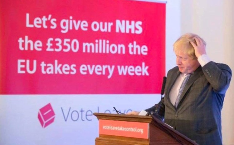 Boris Johnson promising the NHS 350 million per week
