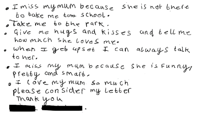 I Miss My Mum - letter from child of an immigrant
