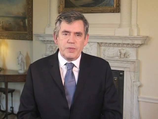 Gordon Brown talking to camera for a YouTube film