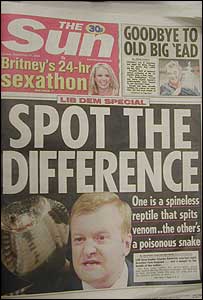 Sun front page attacking Charles Kennedy