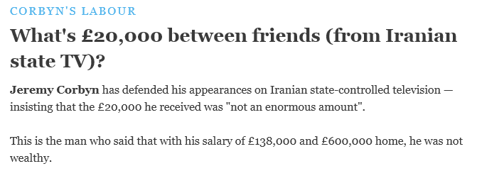 Corbyn pay from Iranian state TV