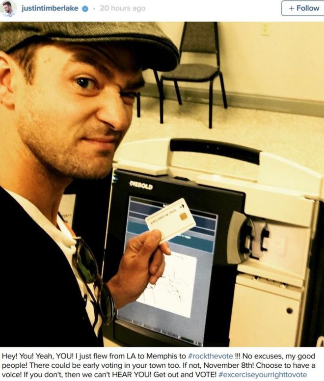 Justin Timberlake Polling Station Selfie