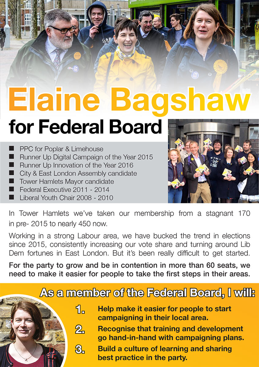 Elaine Bagshaw Federal Board Manifesto