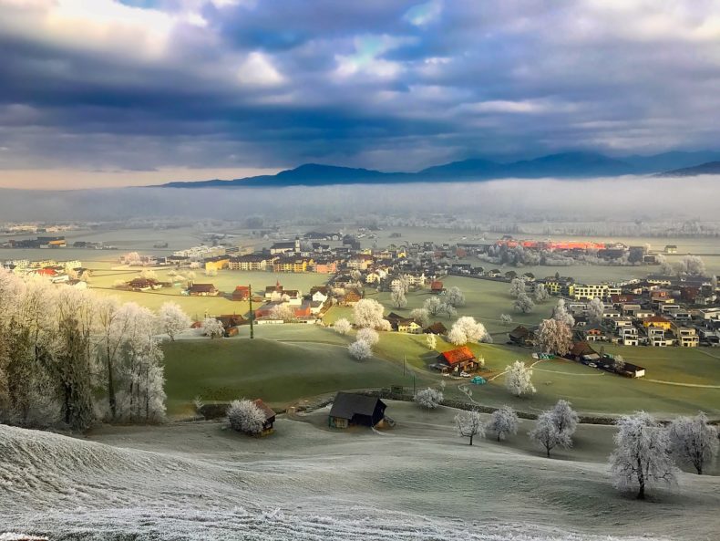 Switzerland on a misty morning: CC0 public domain image