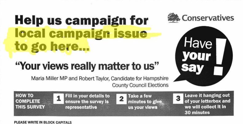 Basingstoke Conservatives leaflet with template error