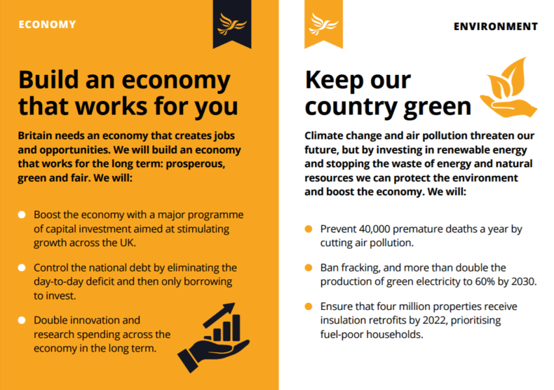 Lib Dem 2017 manifesto redux - economy and environment