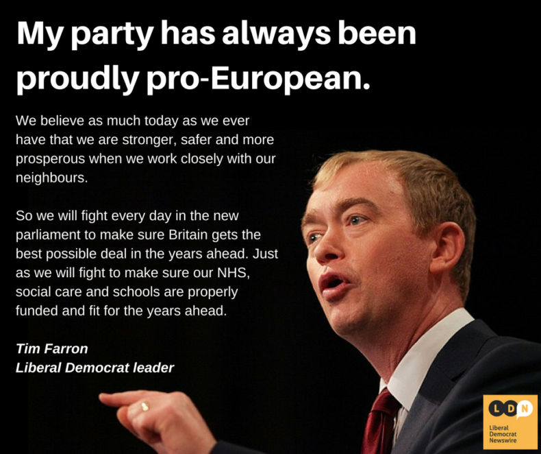 My party has always been proudly pro-European - Tim Farron
