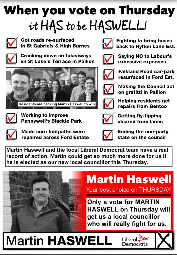 Martin Haswell election leaflet