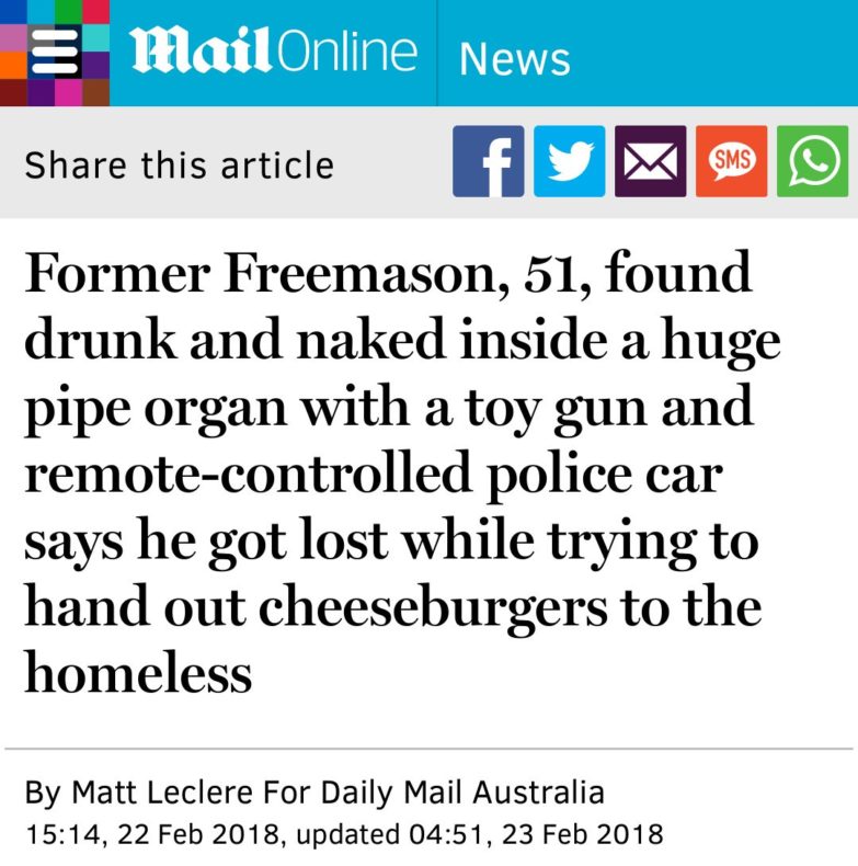 Naked Freemason newspaper headline