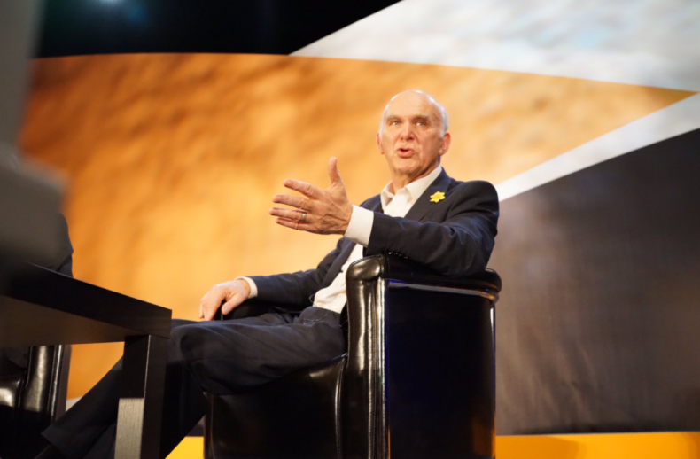 Vince Cable at Lib Dem conference in Southport - photo courtesy of John Russell