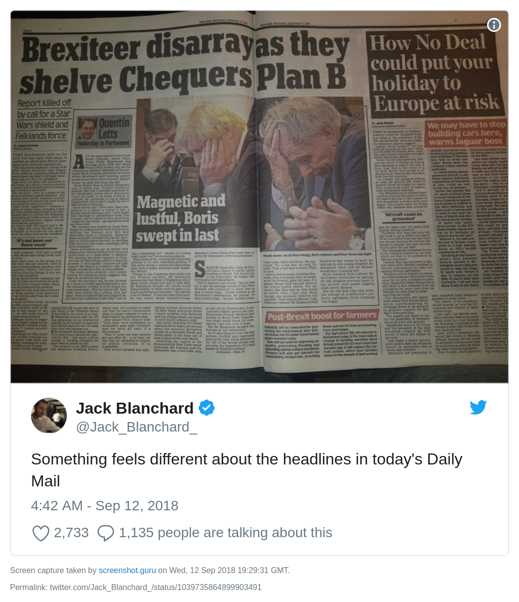 Jack Blanchard tweet about Daily Mail European coverage