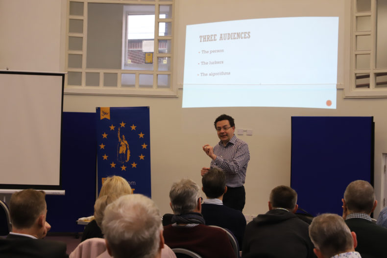 Mark Pack speaking at an anti-Brexit training session Winchester - photo copyright Richard Murphy and used with permission