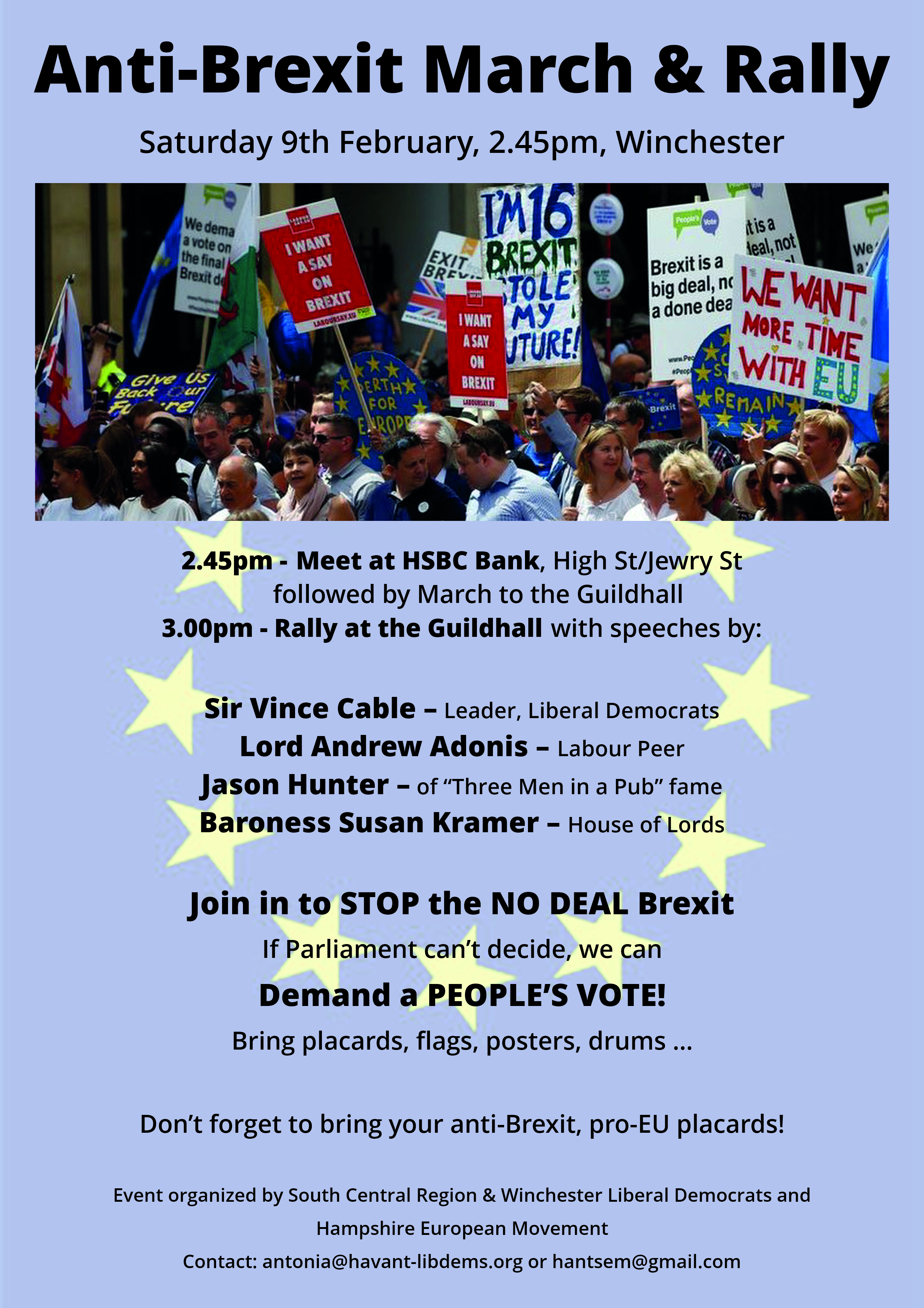 Winchester Ant-Brexit Day of Action Poster