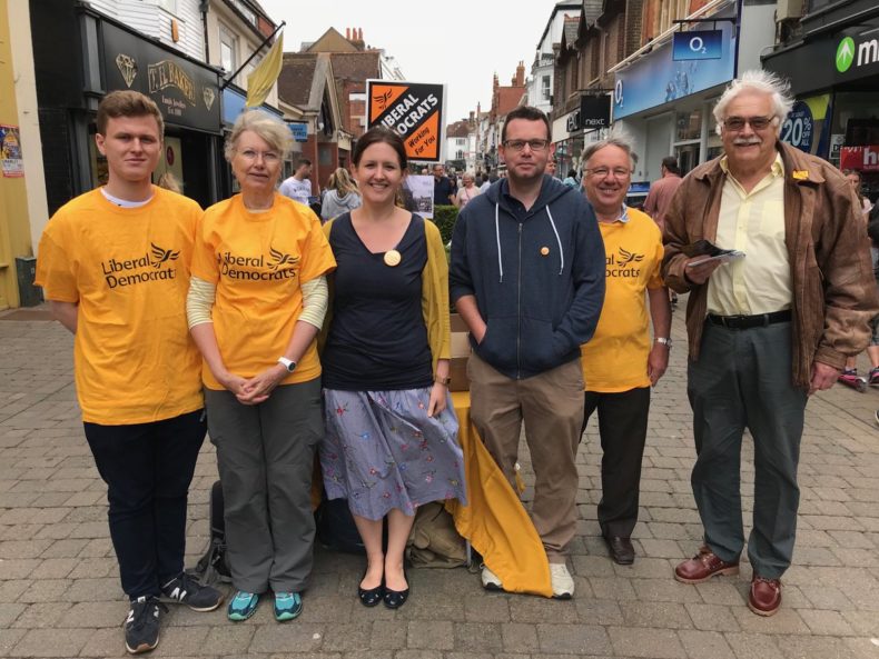 Louise Potter and local Liberal Democrats campaigning in the high street