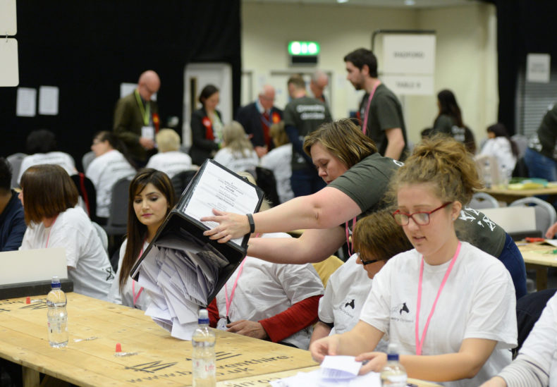 Verification of ballot papers at an election count - photo from Coventry City Council, used under the CC BY-NC-ND 2.0 license - see https://www.flickr.com/photos/coventrycc/26840047475/ for full license information