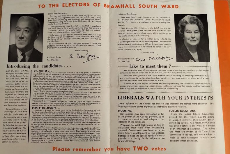 Bramhall Liberal Party leaflet 1966 - inside
