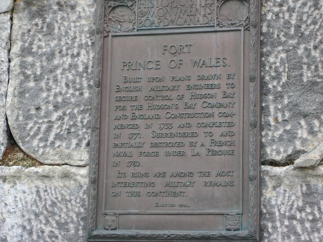 Prince of Wales fort plaque