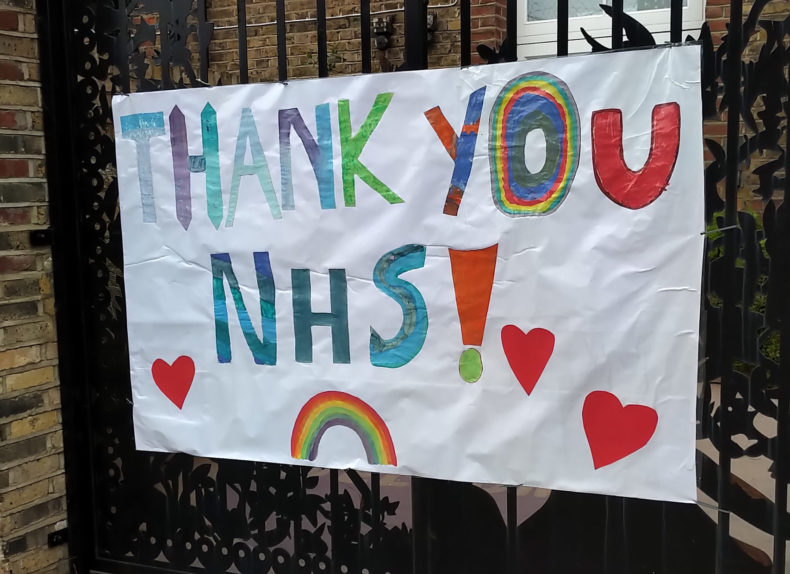Thank you NHS - sign outside a school