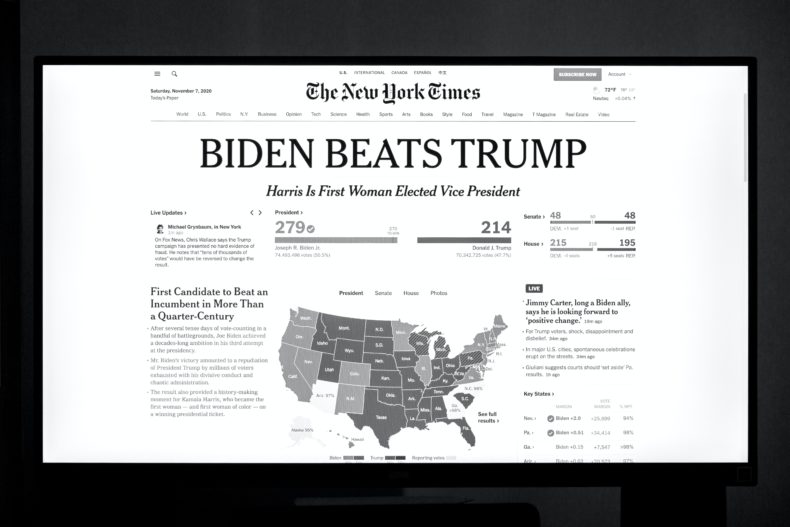 Joe Biden beats Donald Trump - New York Times front page