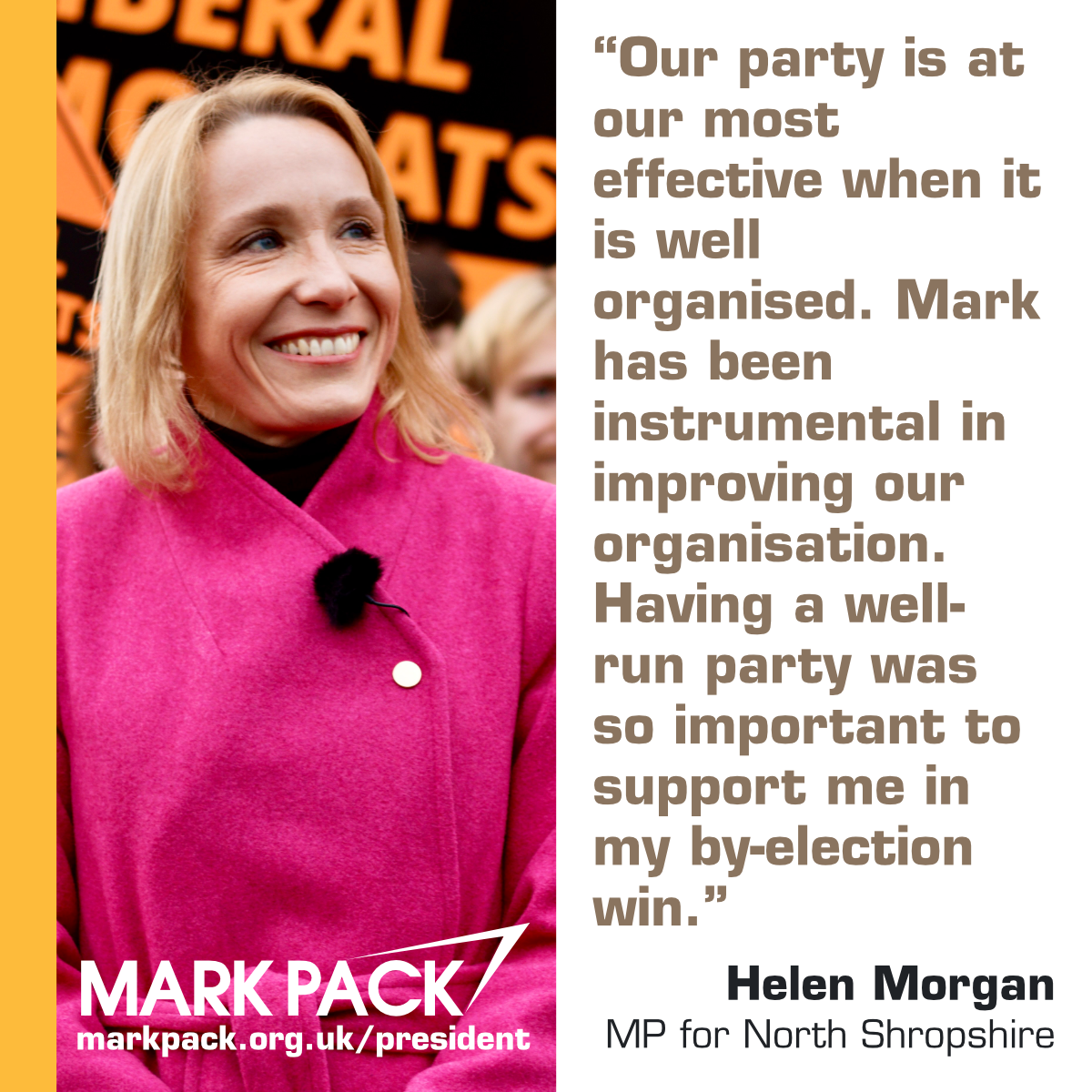 Helen Morgan endorses Mark Pack