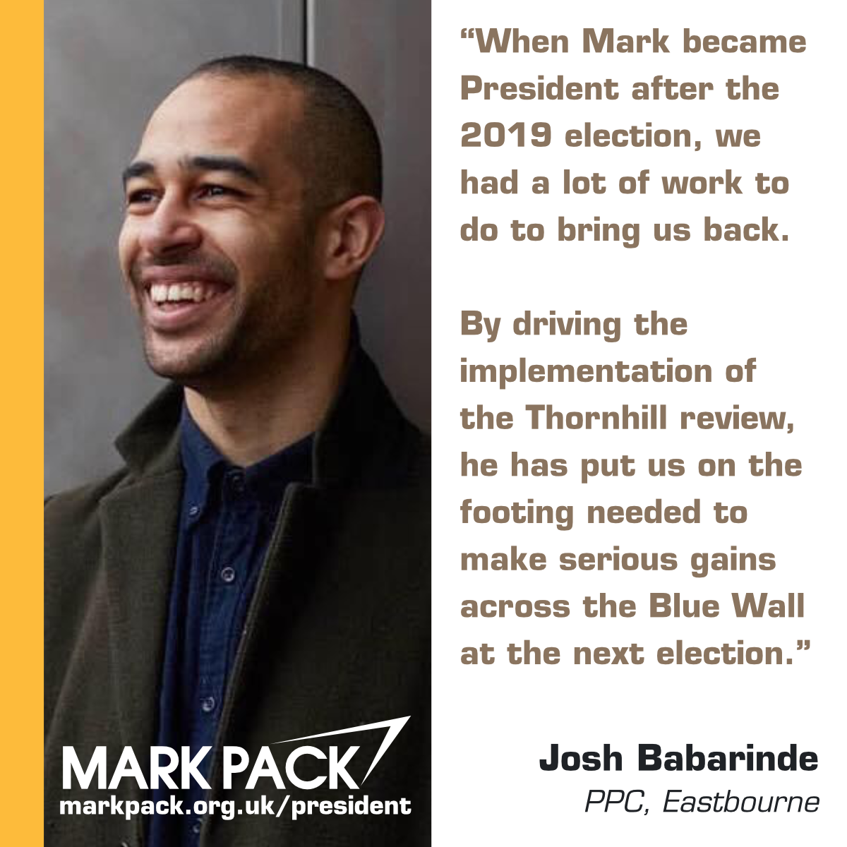 Josh Babarinde endorses Mark Pack