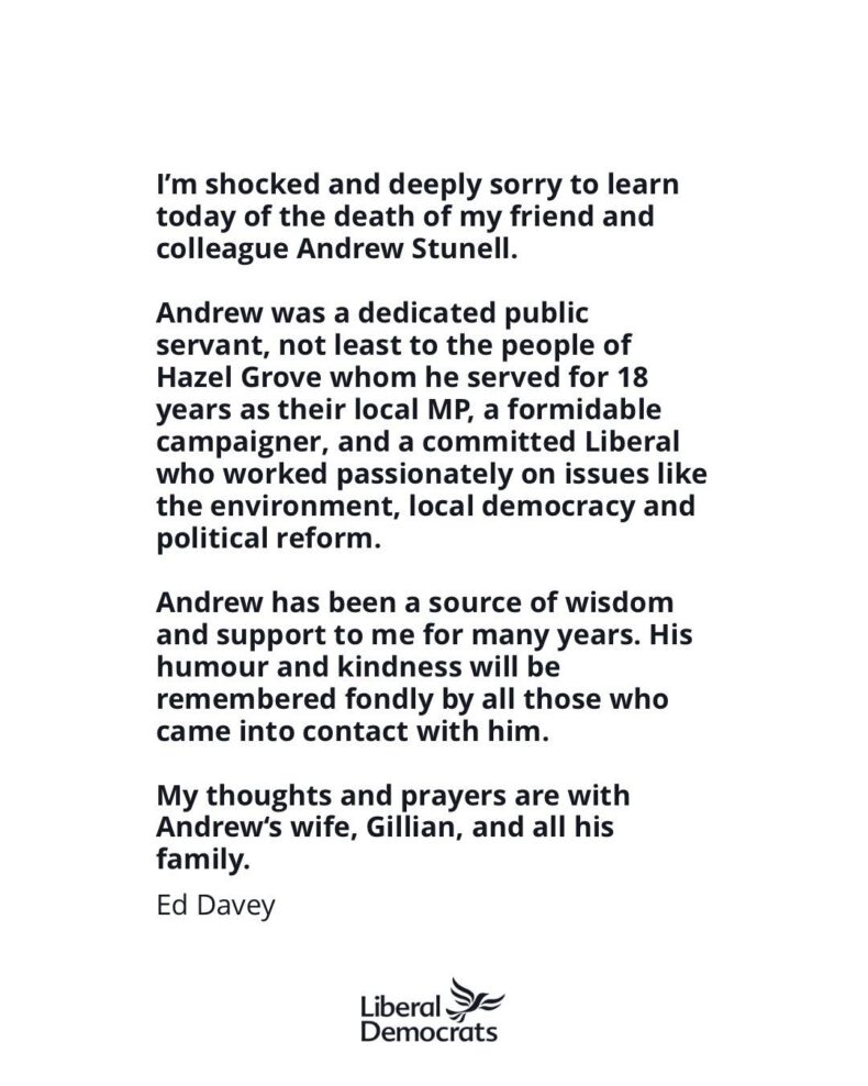 Ed Davey tribute to Andrew Stunell