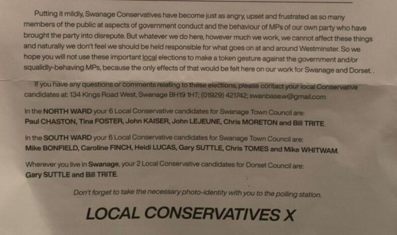 Swanage Conservatives leaflet